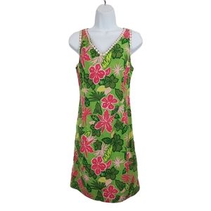 SPENSER JEREMY Tropical Floral Cotton Sheath Dress Sz 8